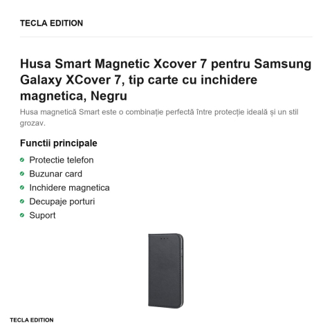 Husa Smart Magnetic Xcover 7 pentru Samsung Galaxy XCover 7, tip carte cu inchidere magnetica, Negru [1]
