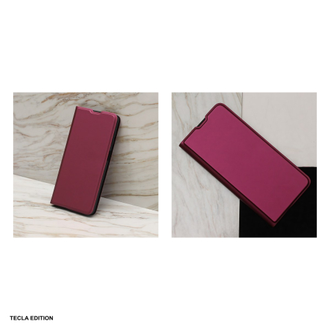 Husa Smart Soft pentru iPhone 16e, tip carte cu inchidere magnetica, Visiniu [4]