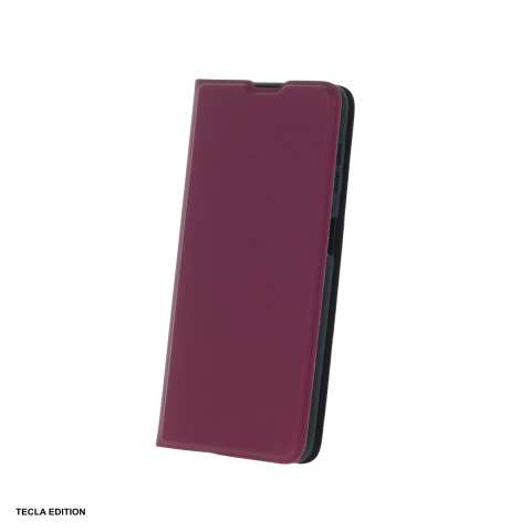 Huse telefoane - Husa Smart Soft pentru iPhone 16e, tip carte cu inchidere magnetica, Visiniu