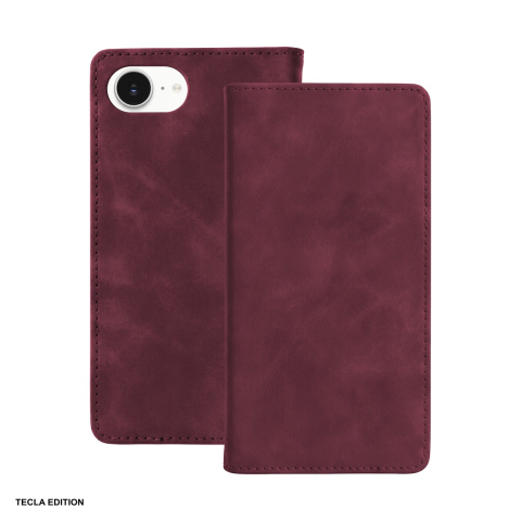 Huse telefoane - Husa Smart Suede pentru Apple iPhone 16e, iPhone 17e, tip carte, Visiniu