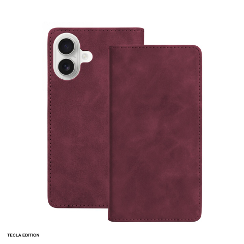 Huse telefoane - Husa Smart Suede pentru Apple iPhone 17, tip carte, Visiniu