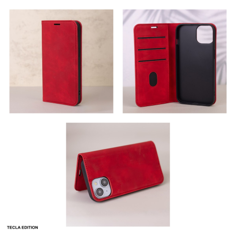 Husa Smart Suede pentru Honor 600, 600 Pro, tip carte cu inchidere magnetica, Rosu [5]