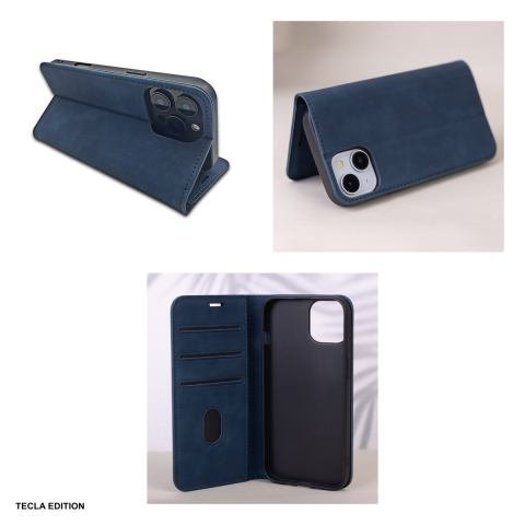 Husa Smart Suede pentru Samsung Galaxy A16 5G, Galaxy A16 4G, tip carte cu inchidere magnetica, Albastru [4]