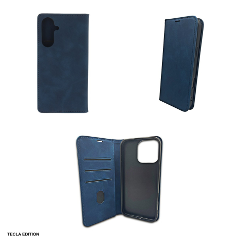 Husa Smart Suede pentru Samsung Galaxy A56 5G, tip carte cu inchidere magnetica, Albastru [3]