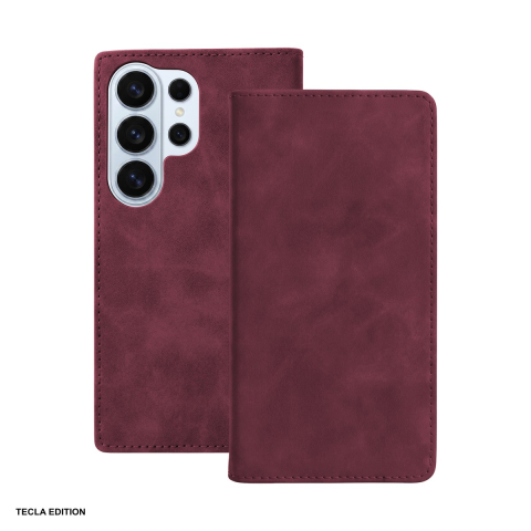 Huse telefoane - Husa Smart Suede pentru Samsung Galaxy S26 Ultra, tip carte, Visiniu