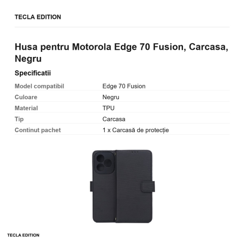 Husa Smart Triangle Fusion pentru Motorola Edge 70 Fusion, tip carte, Negru [2]