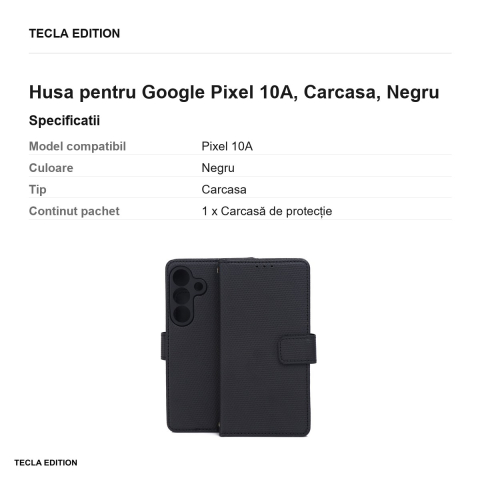 Husa Smart Triangle pentru Google Pixel 10A, tip carte, Negru [2]