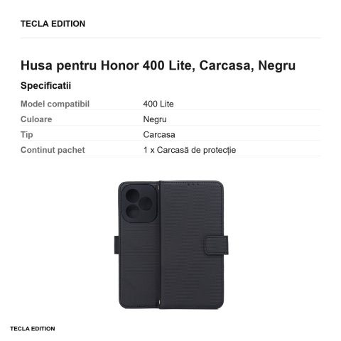 Husa Smart Triangle pentru Honor 400 Lite, tip carte, Negru [2]