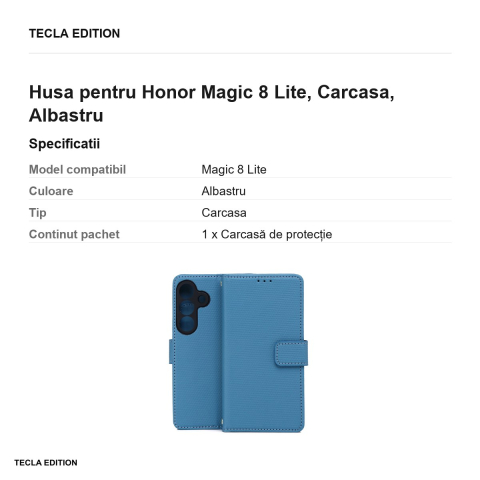 Husa Smart Triangle pentru Honor Magic 8 Lite, tip carte, Albastru [2]