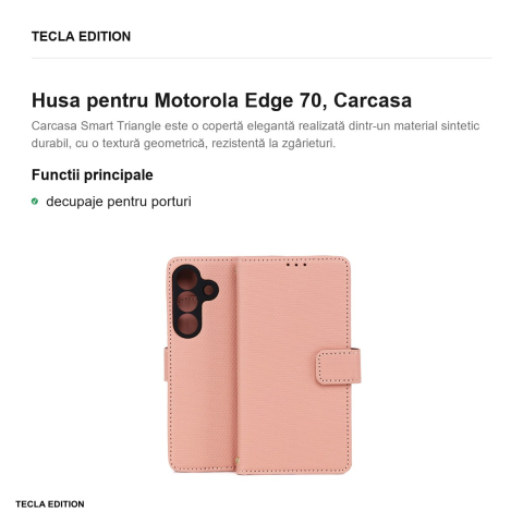 Husa Smart Triangle pentru Motorola Edge 70, tip carte, Roz [1]