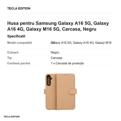 Husa Smart Triangle pentru Samsung Galaxy A16 5G, Galaxy A16 4G, Galaxy M16 5G, tip carte, Maro [2]