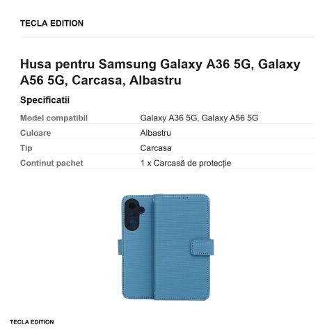 Husa Smart Triangle pentru Samsung Galaxy A36 5G, Galaxy A56 5G, tip carte, Albastru [2]