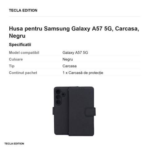 Husa Smart Triangle pentru Samsung Galaxy A57 5G, tip carte, Negru [2]