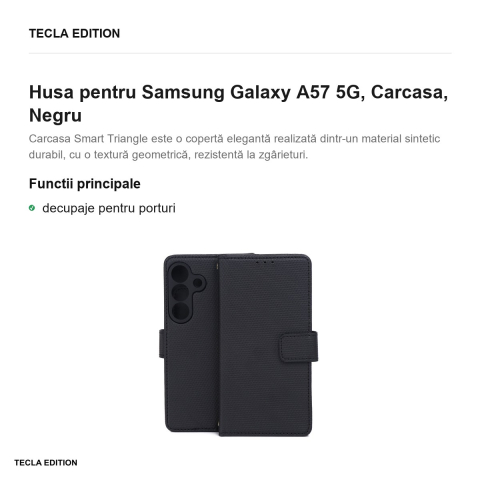 Husa Smart Triangle pentru Samsung Galaxy A57 5G, tip carte, Negru [1]