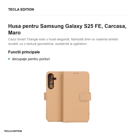 Husa Smart Triangle pentru Samsung Galaxy S25 FE, tip carte, Maro [1]