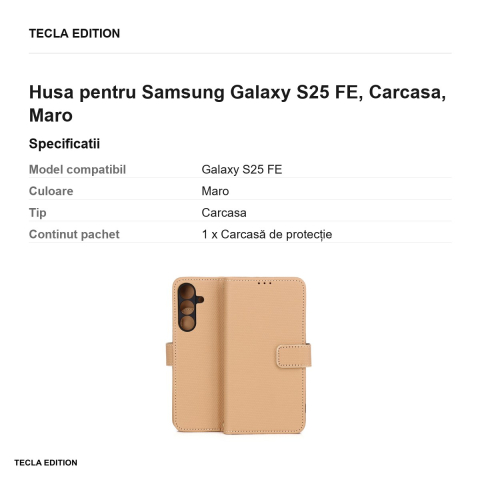 Husa Smart Triangle pentru Samsung Galaxy S25 FE, tip carte, Maro [2]
