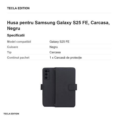 Husa Smart Triangle pentru Samsung Galaxy S25 FE, tip carte, Negru [2]