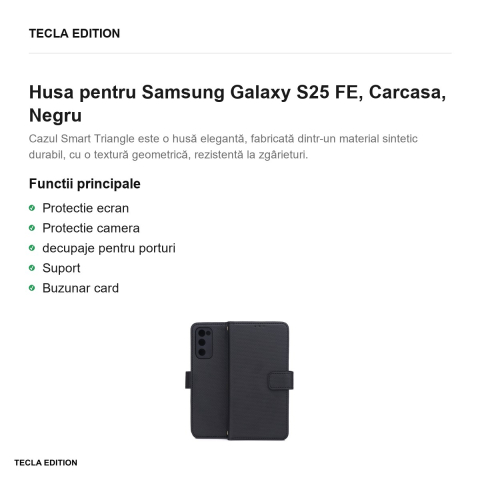 Husa Smart Triangle pentru Samsung Galaxy S25 FE, tip carte, Negru [1]