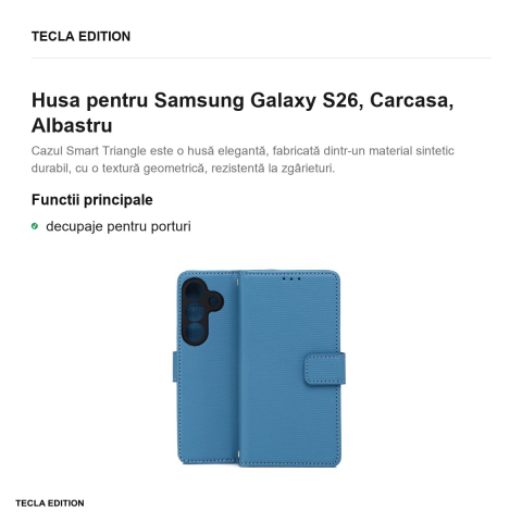 Husa Smart Triangle pentru Samsung Galaxy S26, tip carte, Albastru [1]