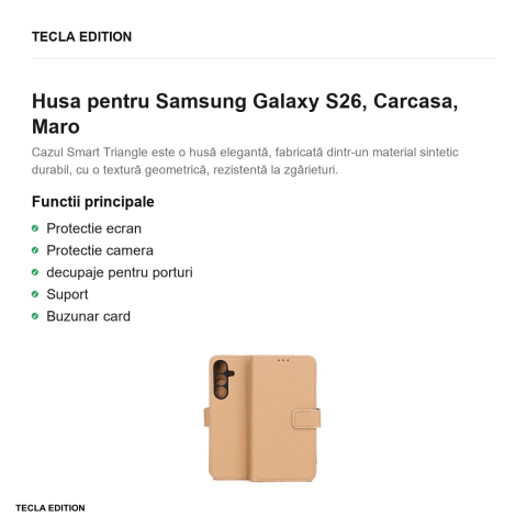 Husa Smart Triangle pentru Samsung Galaxy S26, tip carte, Maro [1]