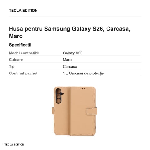 Husa Smart Triangle pentru Samsung Galaxy S26, tip carte, Maro [2]