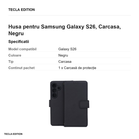Husa Smart Triangle pentru Samsung Galaxy S26, tip carte, Negru [2]