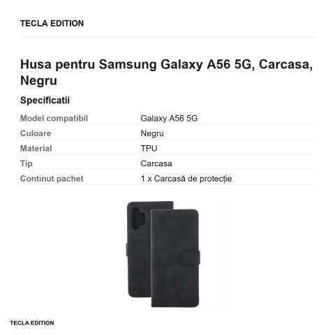 Husa Smart Velvet pentru Samsung Galaxy A56 5G, tip carte, Negru [2]