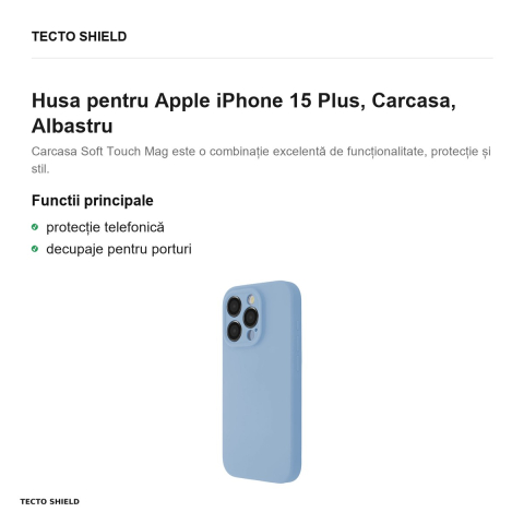 Husa Soft Touch Mag pastel pentru Apple iPhone 15 Plus, Carcasa, Albastru [1]