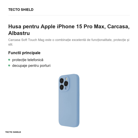 Husa Soft Touch Mag pastel pentru Apple iPhone 15 Pro Max, Carcasa, Albastru [1]