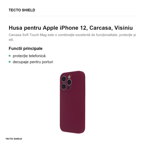Husa Soft Touch Mag pentru Apple iPhone 12, Carcasa, Visiniu [1]