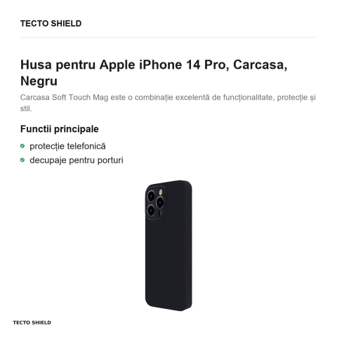 Husa Soft Touch Mag pentru Apple iPhone 14 Pro, Carcasa, Negru [1]