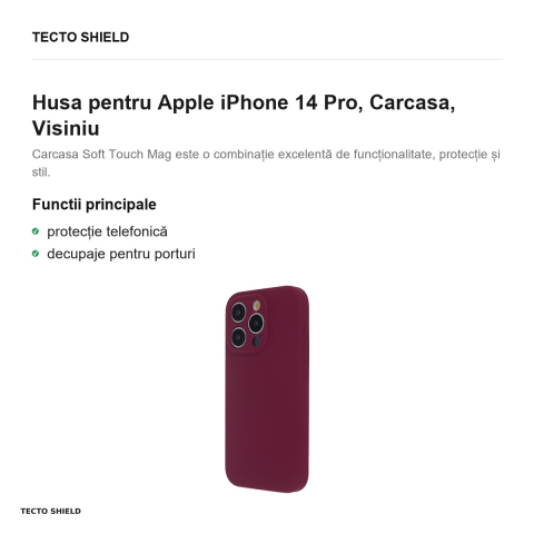 Husa Soft Touch Mag pentru Apple iPhone 14 Pro, Carcasa, Visiniu [1]