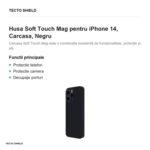 Husa Soft Touch Mag pentru iPhone 14, Carcasa, Negru [1]