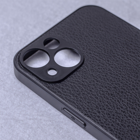 Husa spate Black Leather pentru protectie Xiaomi Redmi 10c 4G, din TPU, textura tip piele, neagra [1]