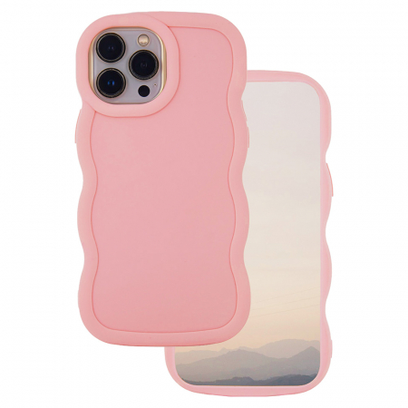 Husa spate Candy pentru protectie iPhone 16 Pro Max, din TPU mat cu margini ondulate, roz [2]