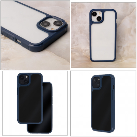 Husa spate Color Shock pentru protectie iPhone 11, compatibila MagSafe, cu rama albastra [2]