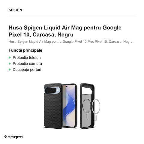 Husa Spigen Liquid Air Mag pentru Google Pixel 10, Carcasa, Negru [1]