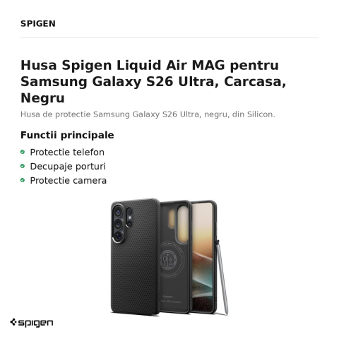 Husa Spigen Liquid Air MAG pentru Samsung Galaxy S26 Ultra, Carcasa, Negru [1]