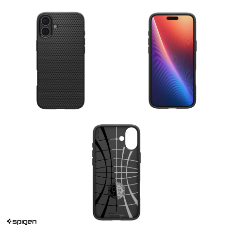 Husa Spigen Liquid Air pentru iPhone 16, Carcasa, Negru [3]