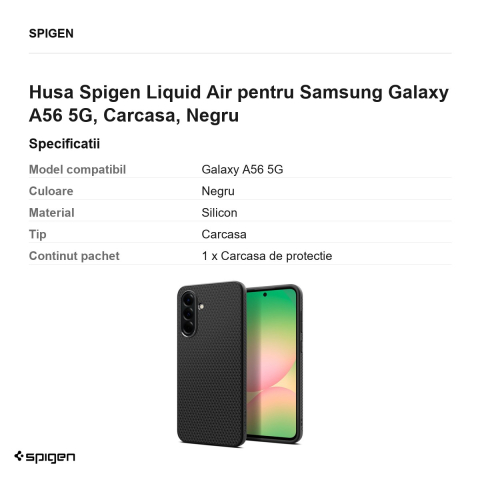 Husa Spigen Liquid Air pentru Samsung Galaxy A56 5G, Carcasa, Negru [2]