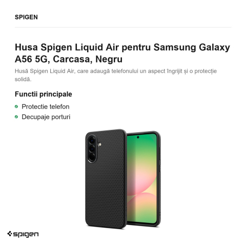 Husa Spigen Liquid Air pentru Samsung Galaxy A56 5G, Carcasa, Negru [1]