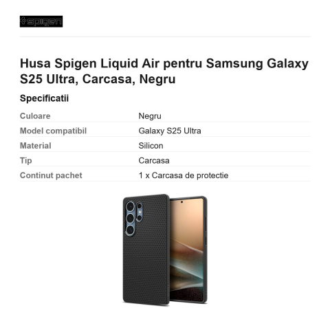 Husa Spigen Liquid Air pentru Samsung Galaxy S25 Ultra, Carcasa, Negru [2]