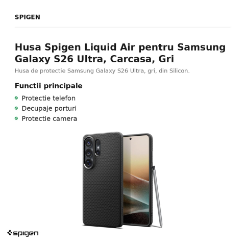 Husa Spigen Liquid Air pentru Samsung Galaxy S26 Ultra, Carcasa, Gri [1]
