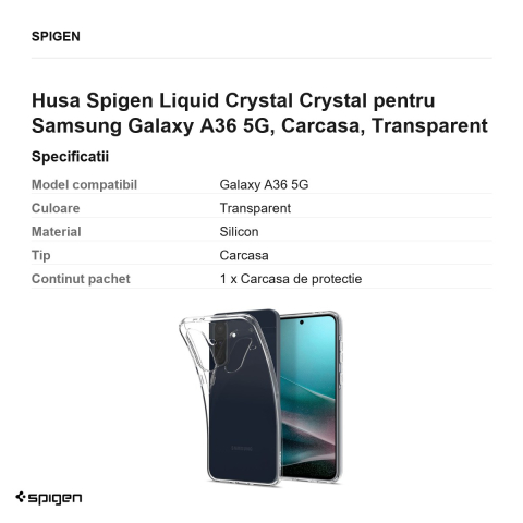 Husa Spigen Liquid Crystal Crystal pentru Samsung Galaxy A36 5G, Carcasa, Transparent [2]