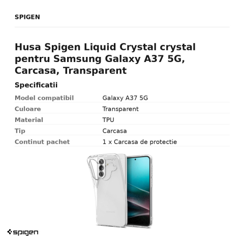 Husa Spigen Liquid Crystal crystal pentru Samsung Galaxy A37 5G, Carcasa, Transparent [2]