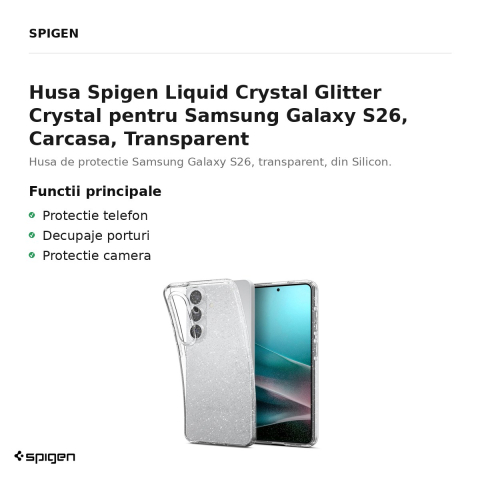 Husa Spigen Liquid Crystal Glitter Crystal pentru Samsung Galaxy S26, Carcasa, Transparent [1]