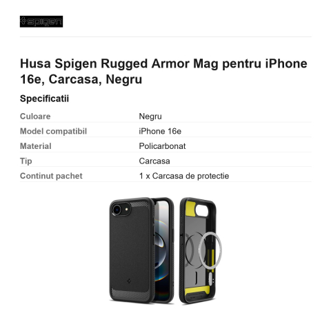 Husa Spigen Rugged Armor Mag pentru iPhone 16e, Carcasa, Negru [2]