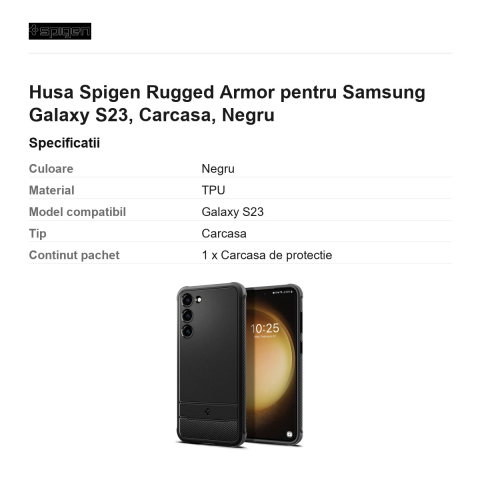 Husa Spigen Rugged Armor pentru Samsung Galaxy S23, Carcasa, Negru [2]