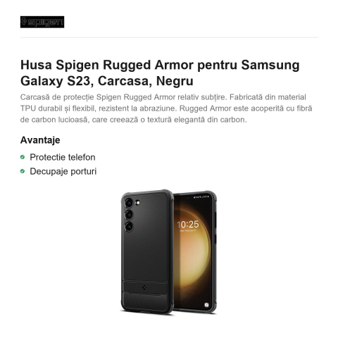 Husa Spigen Rugged Armor pentru Samsung Galaxy S23, Carcasa, Negru [1]
