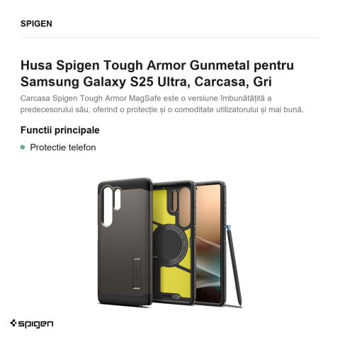 Husa Spigen Tough Armor Gunmetal pentru Samsung Galaxy S25 Ultra, Carcasa, Gri [1]